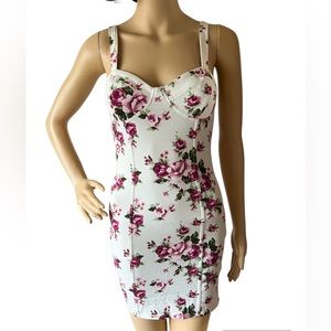 Forever 21 white floral bustier mini dress. Size S